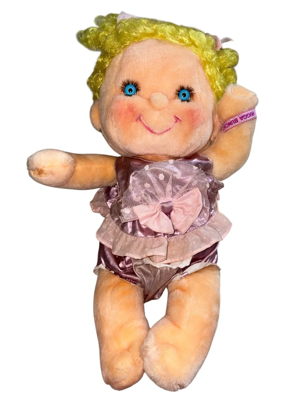 Kenner Hugga Bunch Precious Hugs 18” Blonde Curly Plush Doll 80’s Baby Vintage